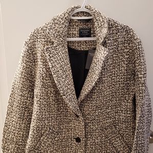 Black/white A&F wool blend coat